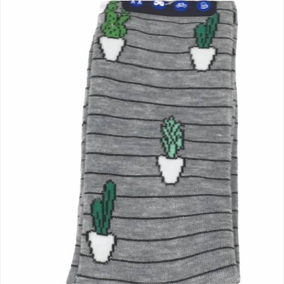 Into Socks Striped Cactus Socks, Gray, Green - Picture 2 of 6